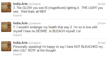 india arie denies bleaching skin